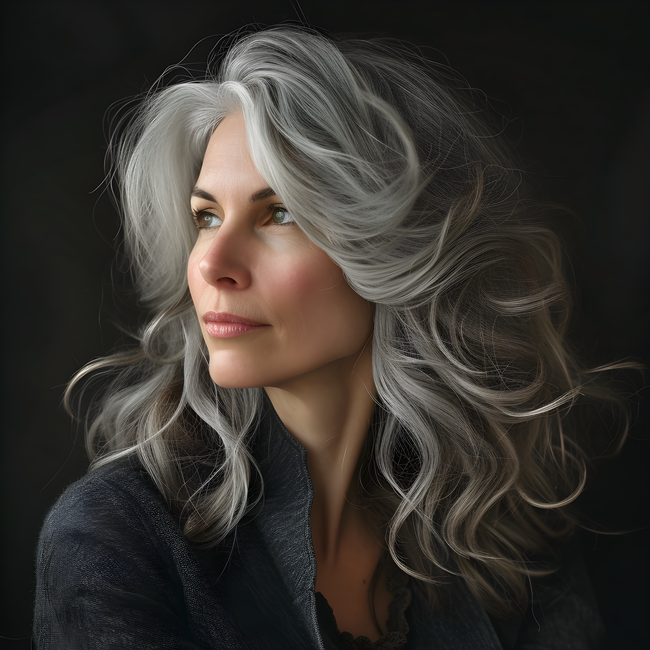 欧美时尚奶奶灰卷发发型图片