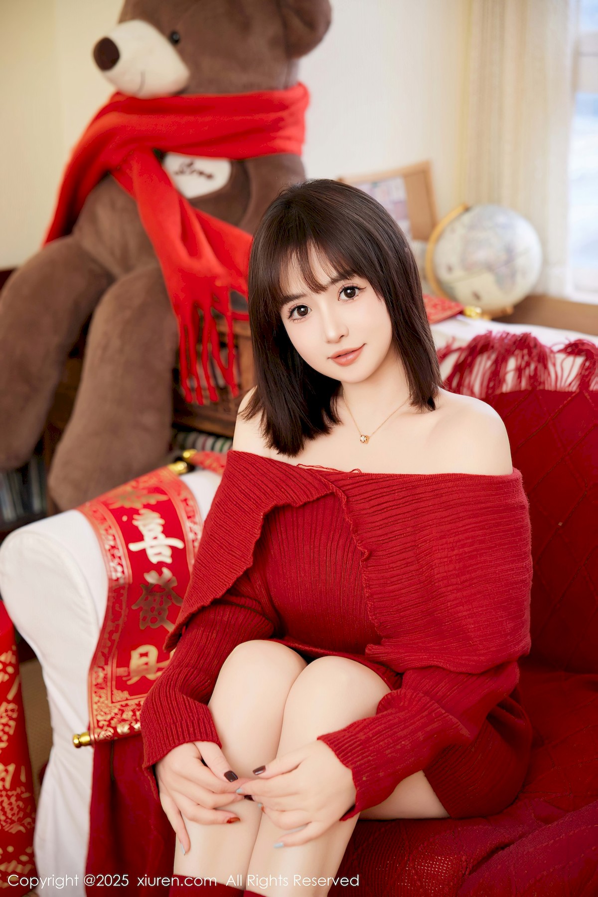 秀人网模特养乐多Doll红色新年清纯甜美性感写真
