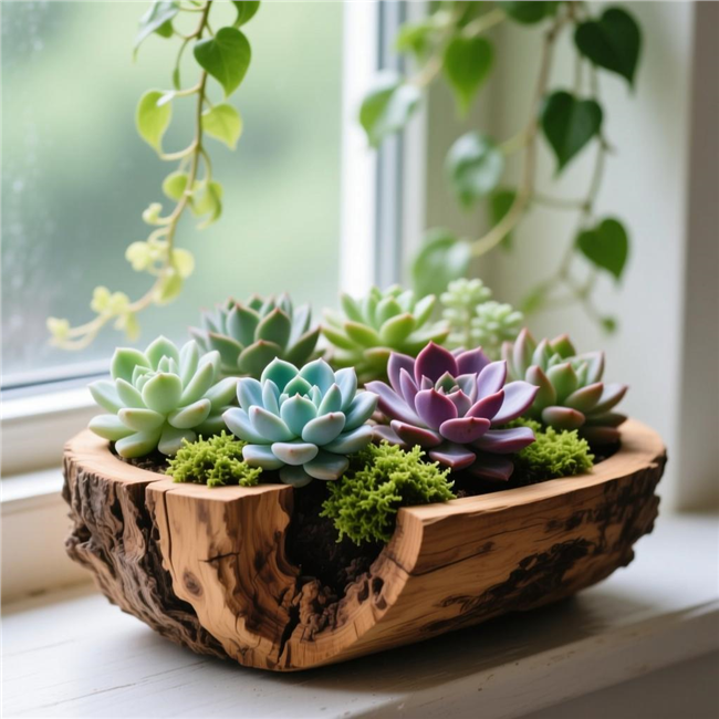 窗台多肉植物盆栽摄影图片