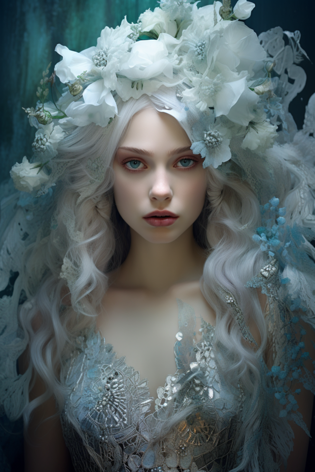 欧美白人美女婚纱艺术写真摄影图片