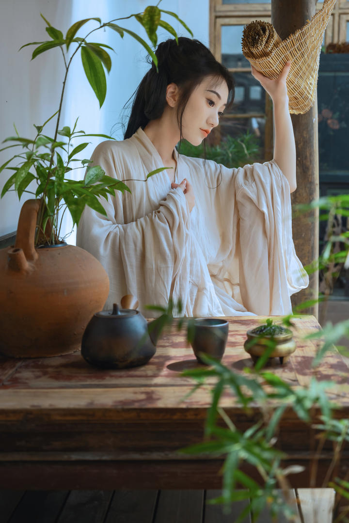 中国唯美女大学生古装汉服艺术照图片