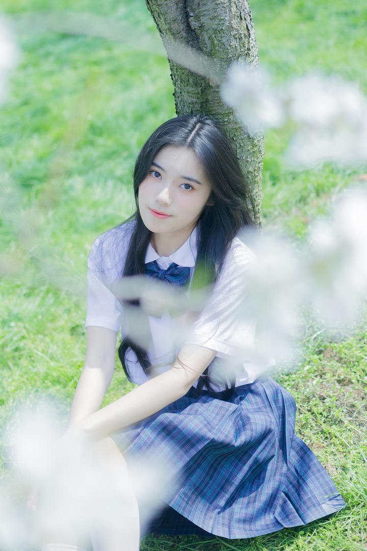 校园风小清新美女壁纸户外摄影图片