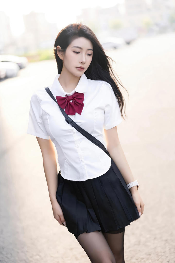 国产街拍超短裙黑丝美女性感写真图片