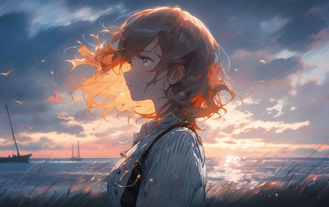 唯美油画风格动漫美女图片