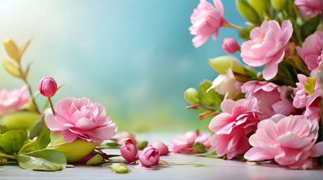 春天粉色鲜花小清新摄影图片