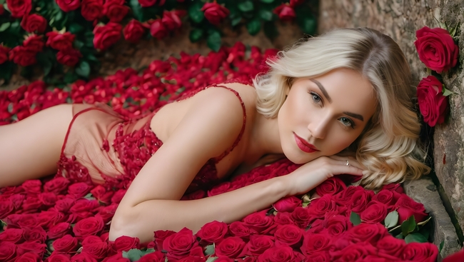 极致性感红色内衣诱惑美女人体模特图片