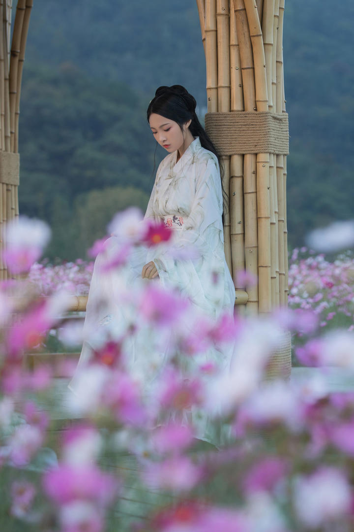 花丛里的古装汉服美女高清手机壁纸图片大全