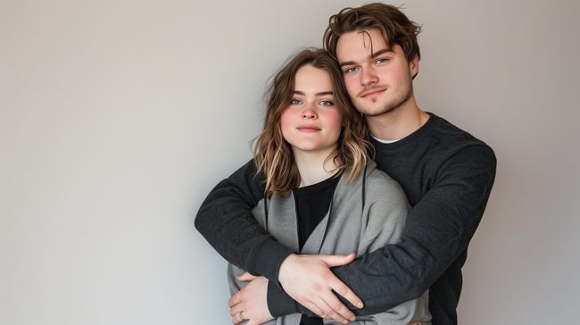 欧美后背抱年轻情侣图片