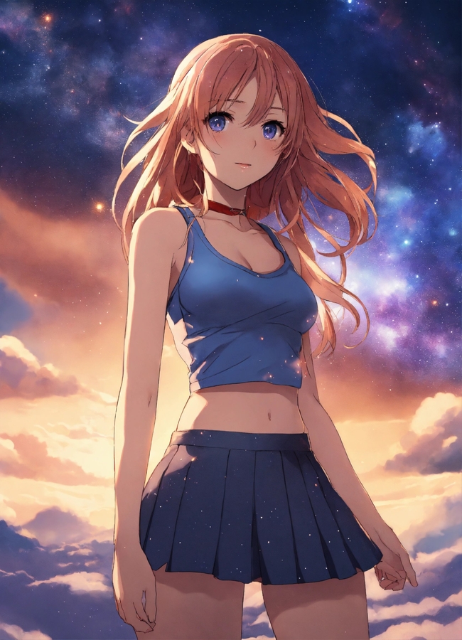 夏日日本动漫女孩插画摄影图片