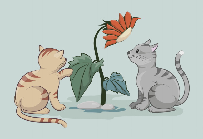 手绘卡通猫咪插画图片