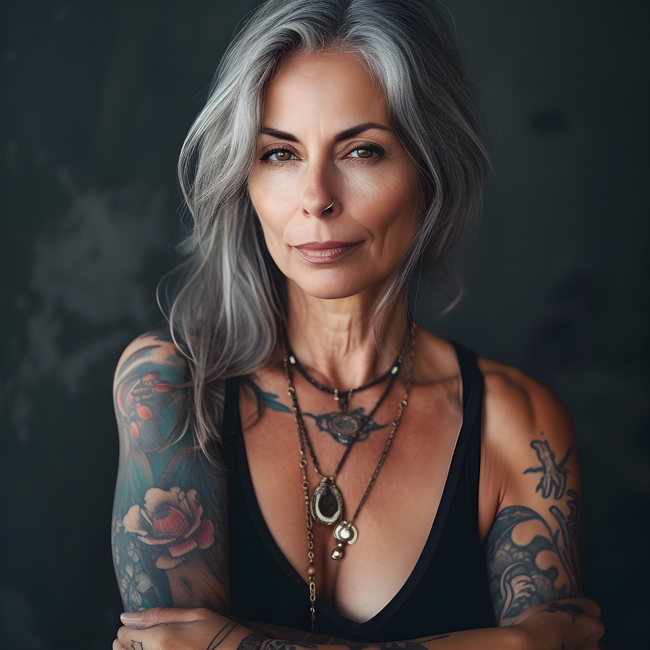 性感半老徐娘纹身美女人体写真艺术图片