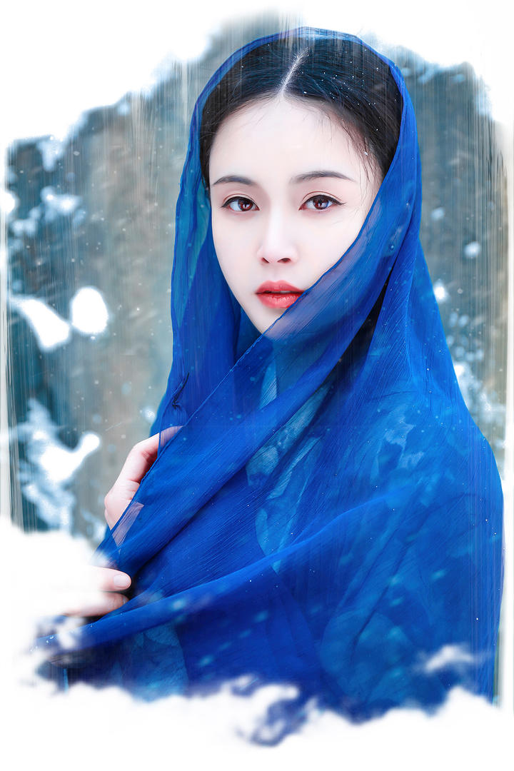 披着头巾的唯美古装美女肖像写真图片