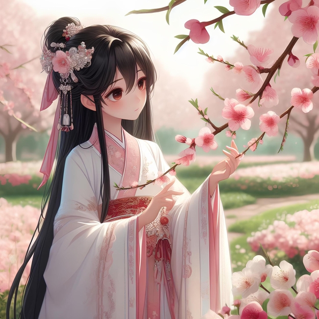 唯美古风女子卡通插画设计图片