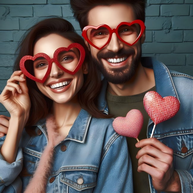 情人节浪漫牛仔情侣装情侣写真图片