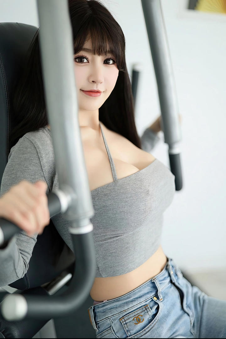 尤果网极品女神朱可儿牛仔裤美女健身图片