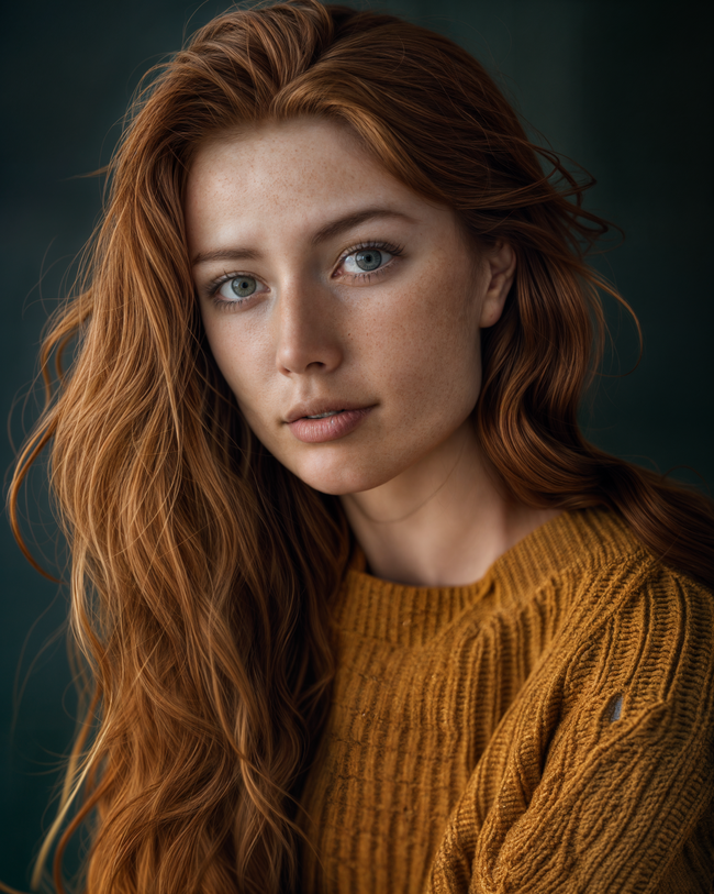 欧美长卷发染发美女写真摄影图片