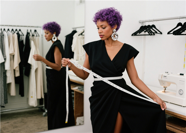 手持皮尺的设计师美女图片