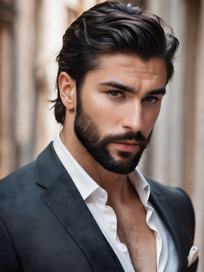 欧美黑色络腮胡绅士帅哥图片