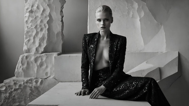 性感黑白艺术风格超模美女人体写真图片