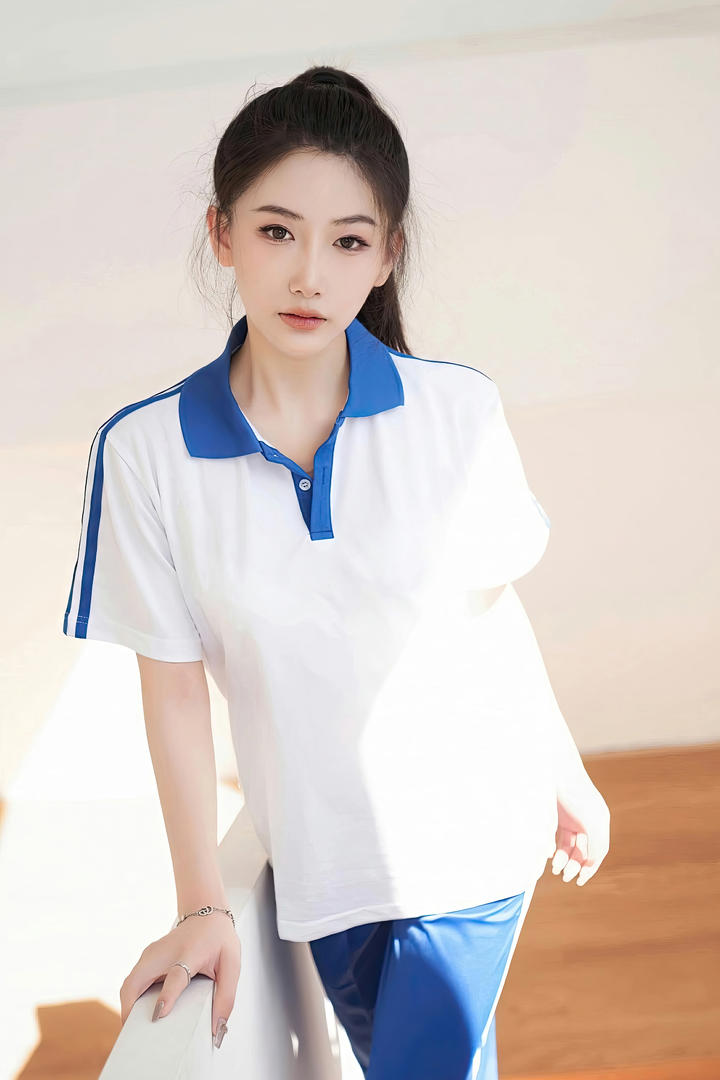 扎着过肩马尾的清纯女高中生优优人体私拍写真图片