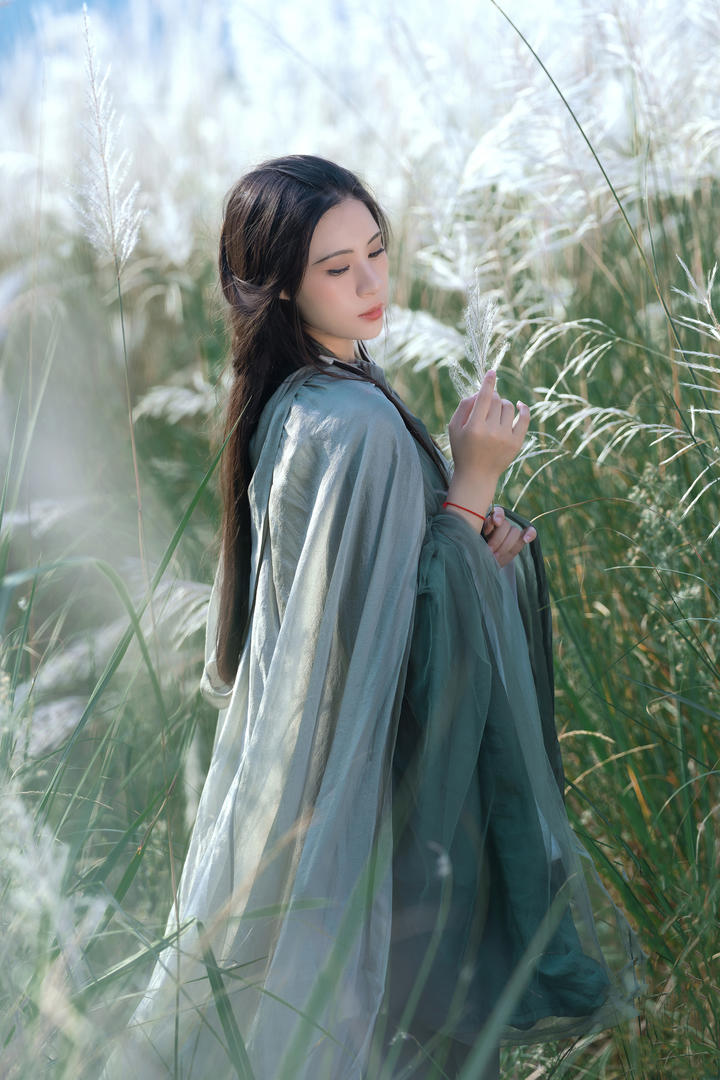 青衣古典汉服美女野外个人艺术照大全