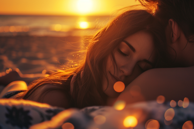 唯美浪漫黄昏落日余晖情侣摄影图片