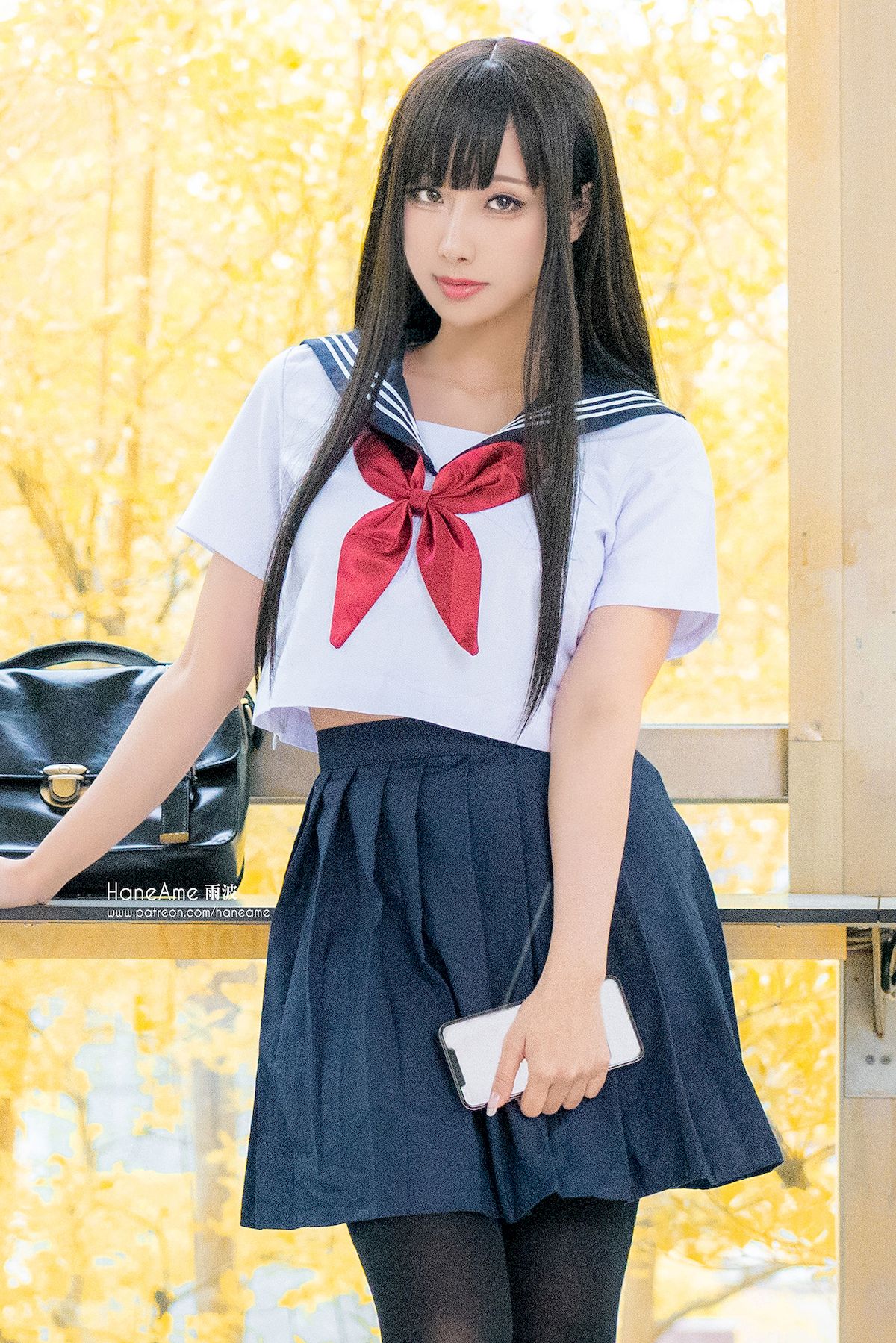 雨波HaneAme黑丝学姐JK制服玻璃穿前COS福利美图