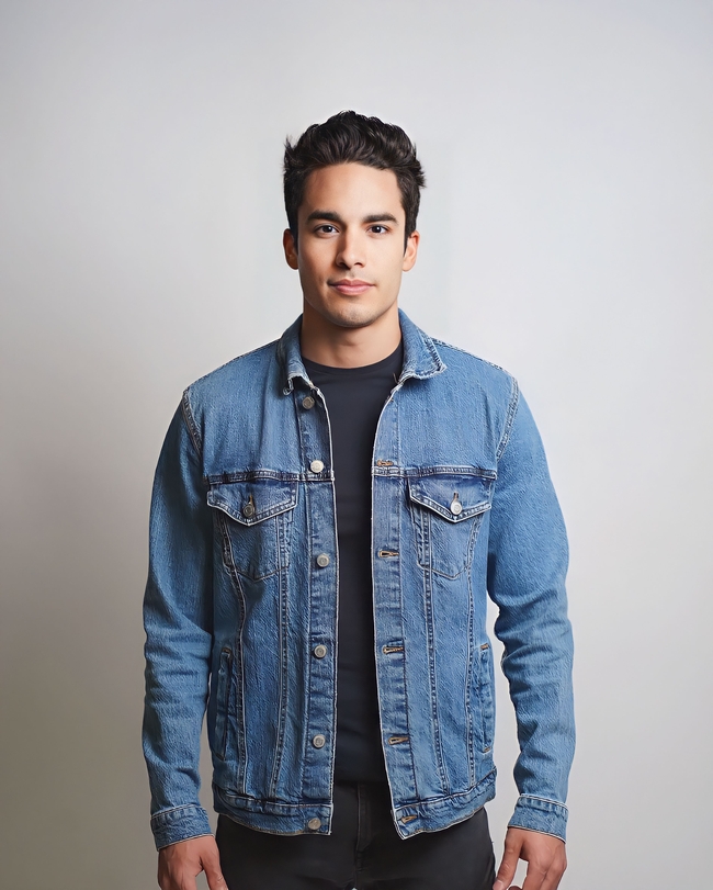 欧美时尚年轻牛仔外套帅哥图片